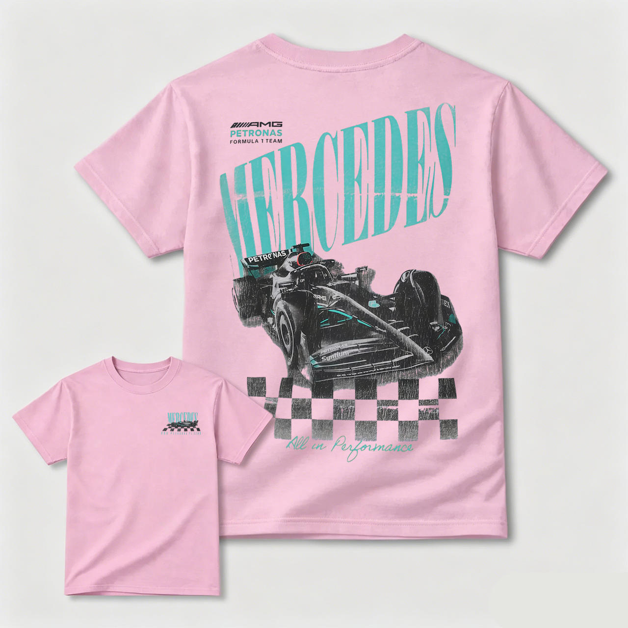 Mercedes Petronas F1 Racing Car T-Shirt All In Performance Design Black Men's Shirt
