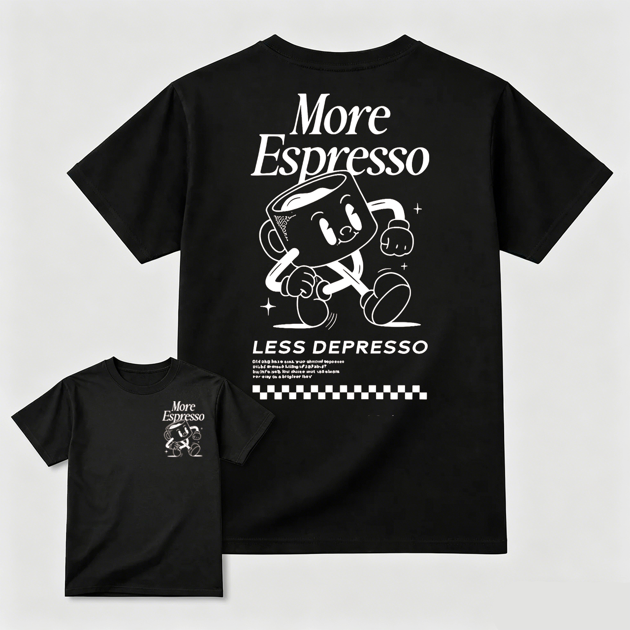 Vintage More Espresso Less Depresso Coffee Graphic T-Shirt