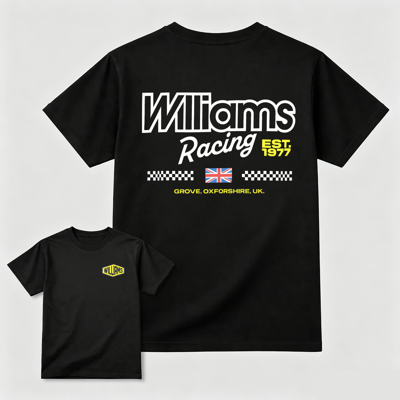 Williams Racing Team T-Shirt Black Men's Classic Fit Cotton Shirt With Logo And British Flag Design