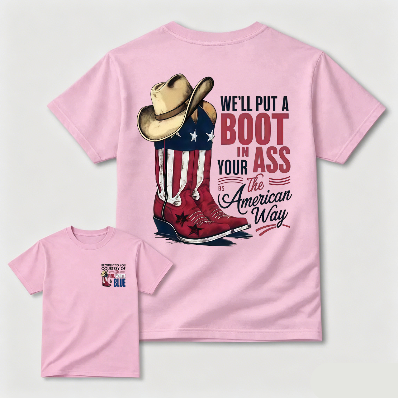 American Cowboy Boots Patriotic Graphic T-Shirt