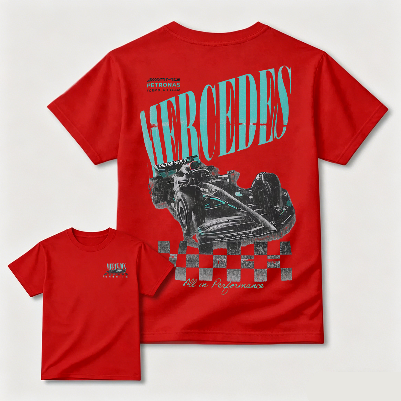 Mercedes Petronas F1 Racing Car T-Shirt All In Performance Design Black Men's Shirt