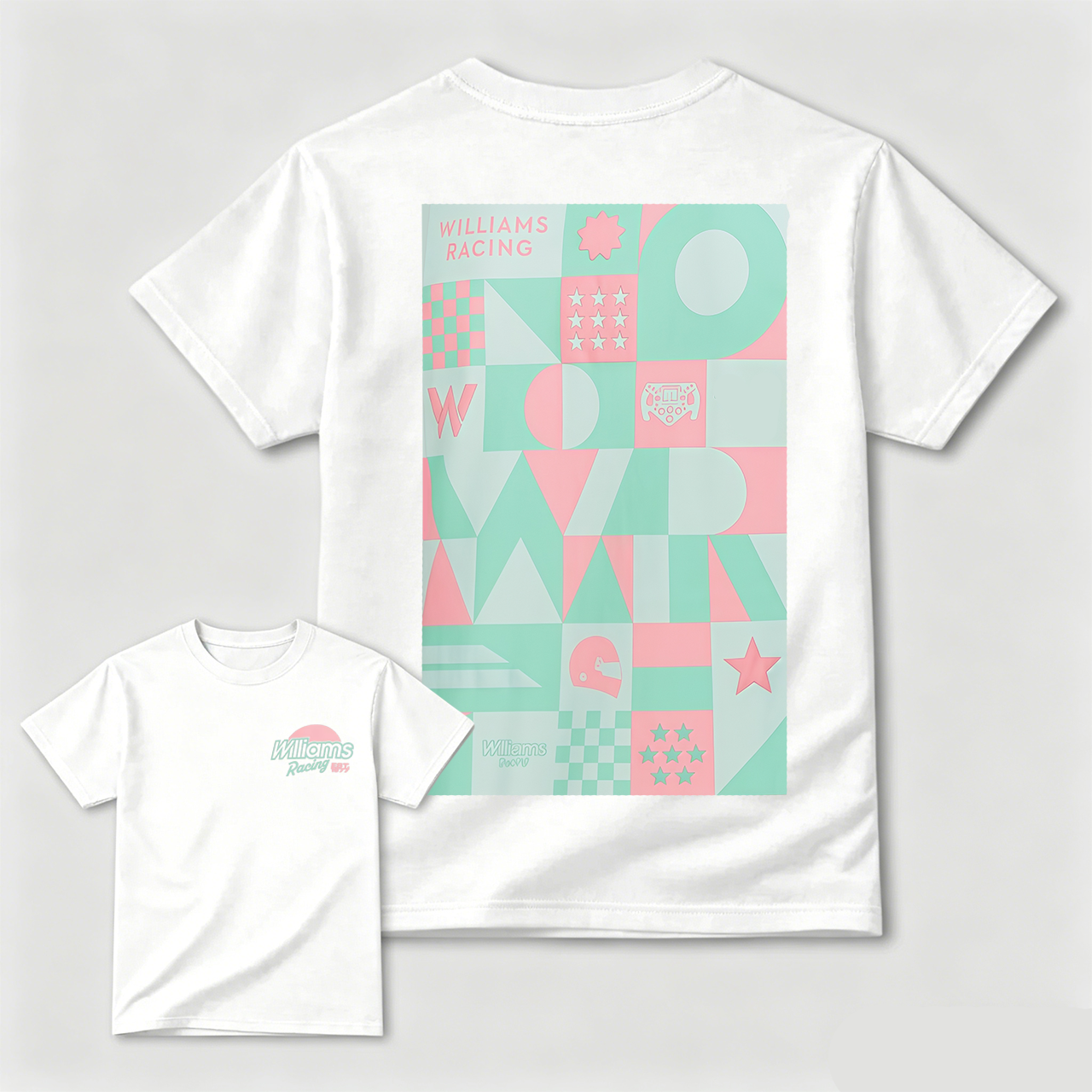 Williams Racing Geometric Design Black T-Shirt For Men And Kids