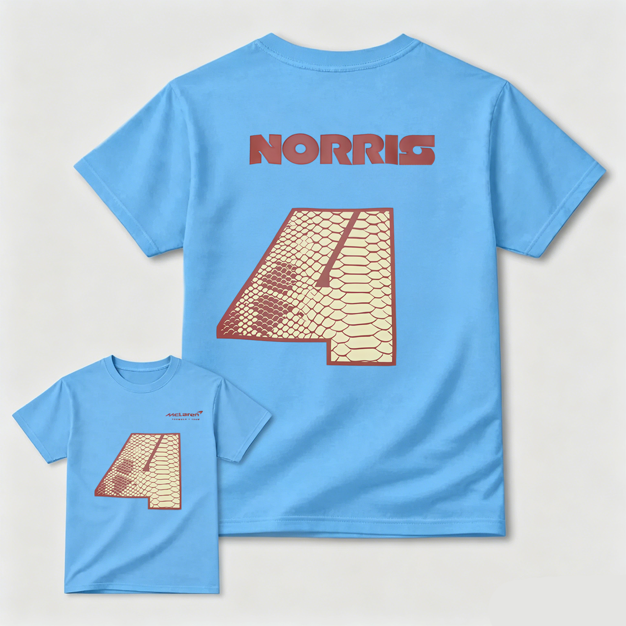 Norris Number 4 Snake Skin Design Black T-Shirt For Men And Kids