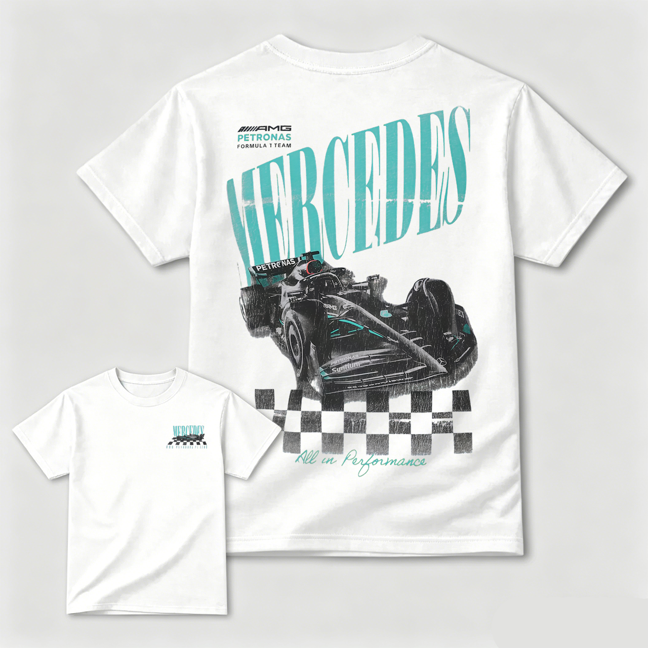 Mercedes Petronas F1 Racing Car T-Shirt All In Performance Design Black Men's Shirt