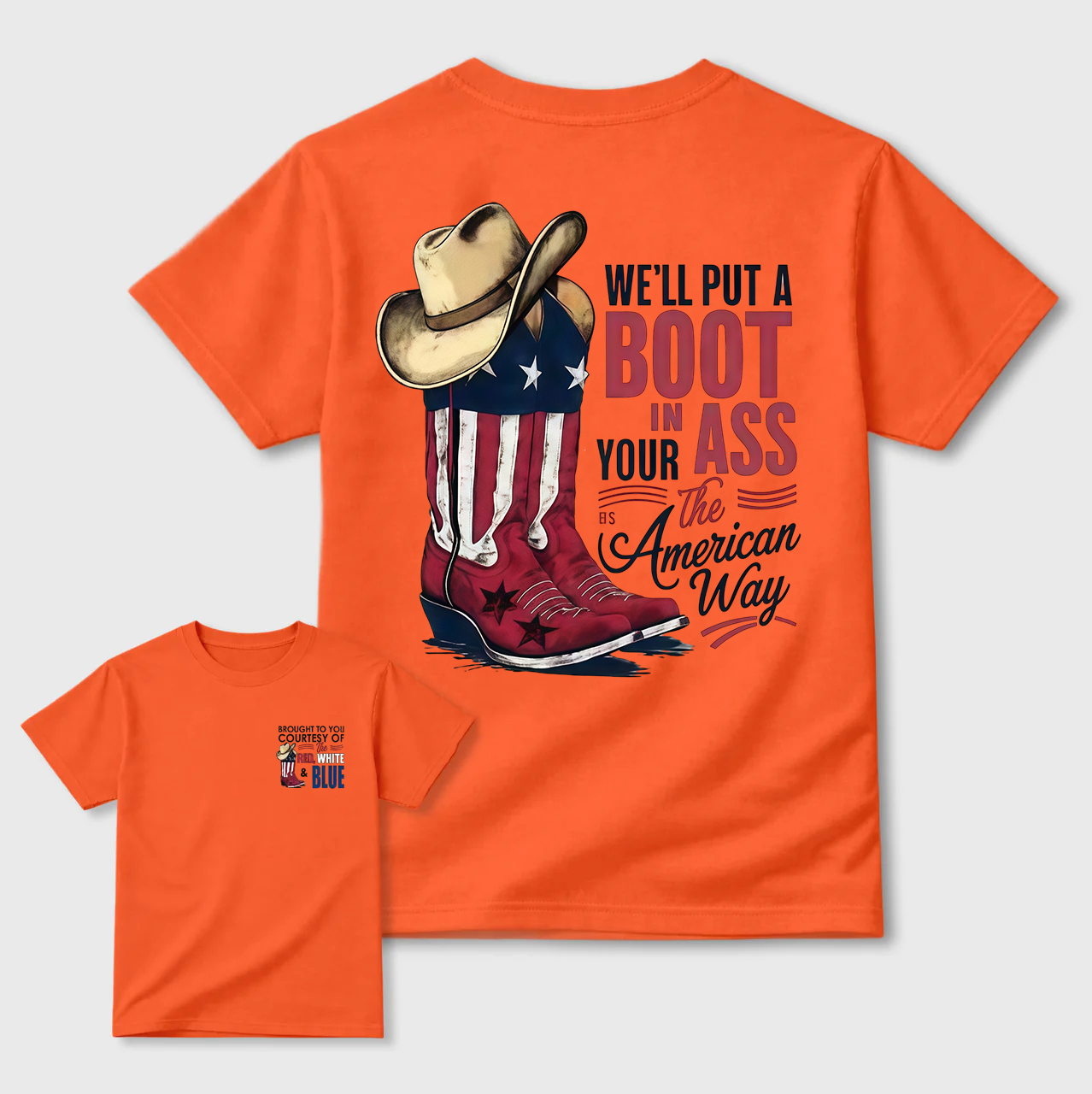 American Cowboy Boots Patriotic Graphic T-Shirt