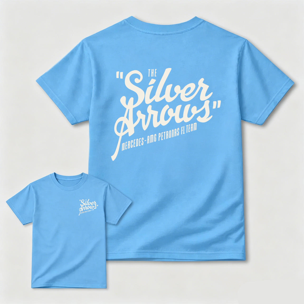 The Silver Arrows Mercedes Benz Petronas F1 Team T-Shirt Black Men Women Unisex Casual Wear