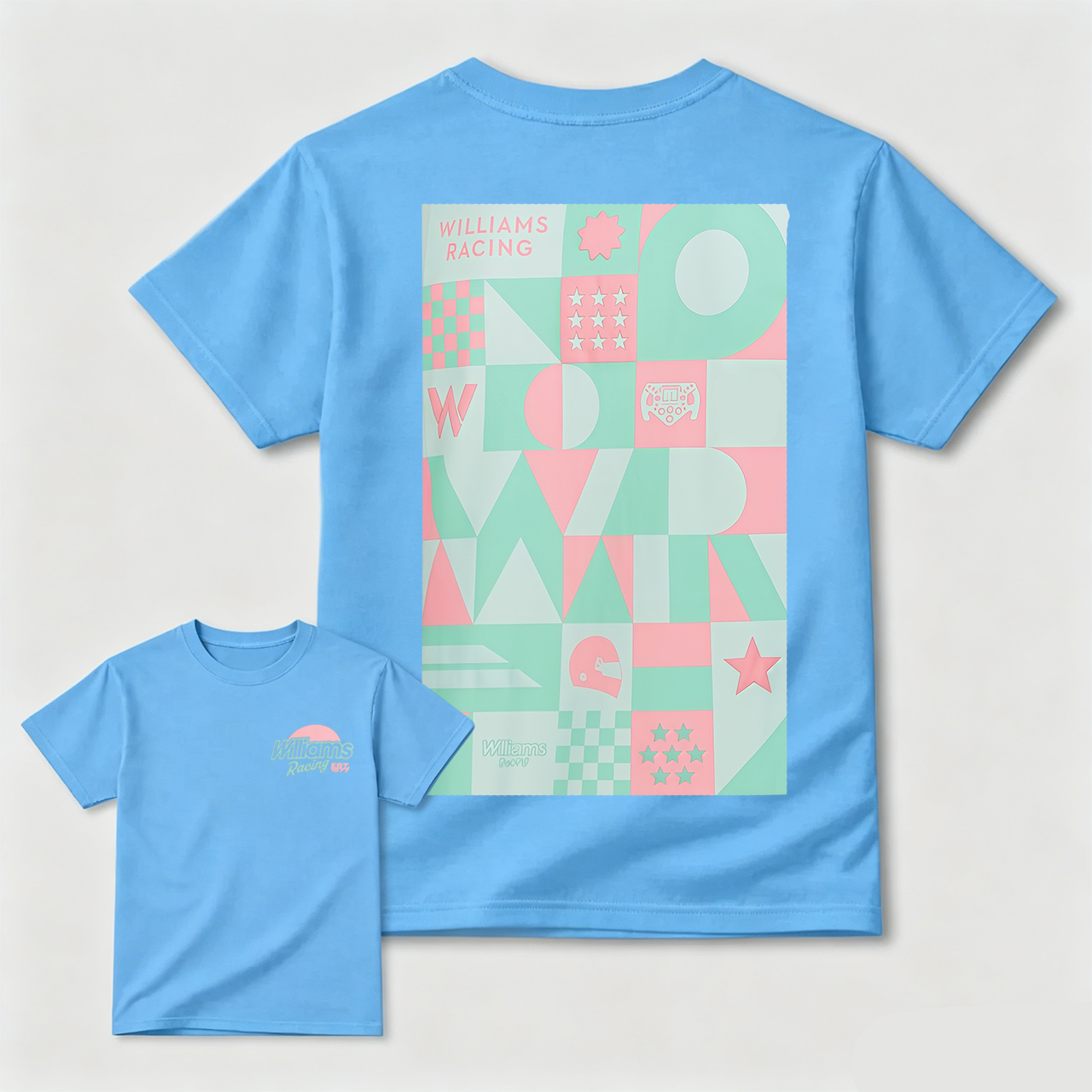 Williams Racing Geometric Design Black T-Shirt For Men And Kids