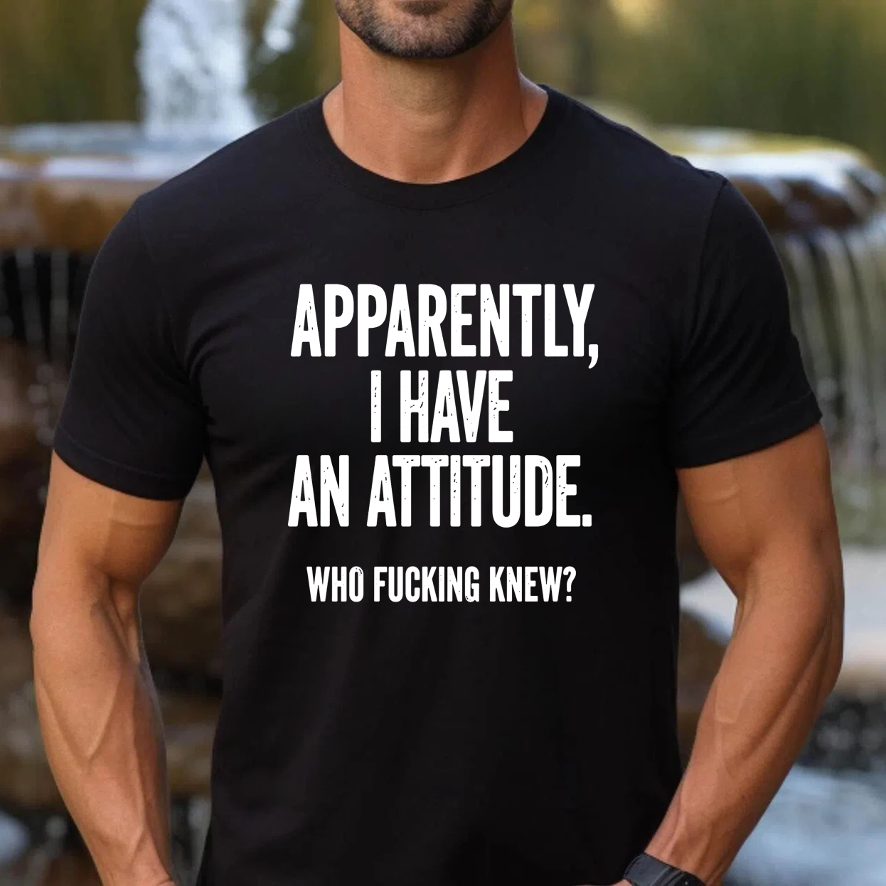 TEECURENT Apparently I Have An Attitude Who Fucking Knew Pure Cotton Short Sleeve T Shirt