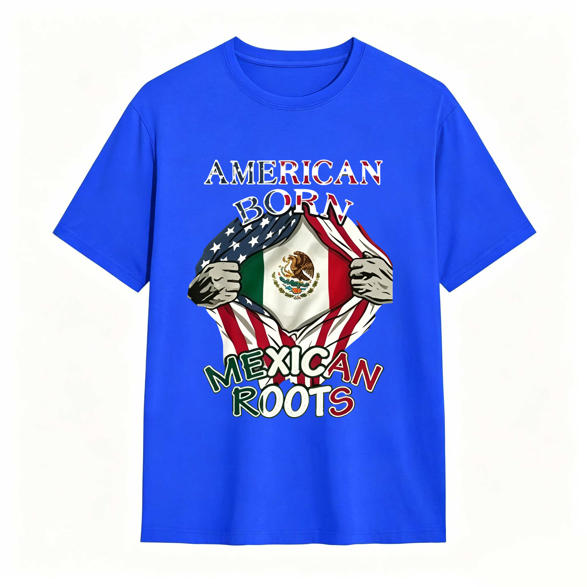 American Born Mexican Roots Flag Tee Proud USA Love Mexico T-Shirt