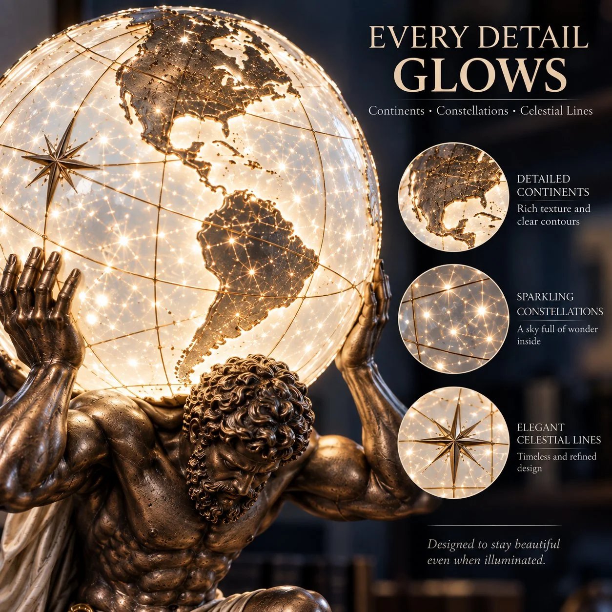 🌍 Atlas Illuminated World Sphere Lamp🌍