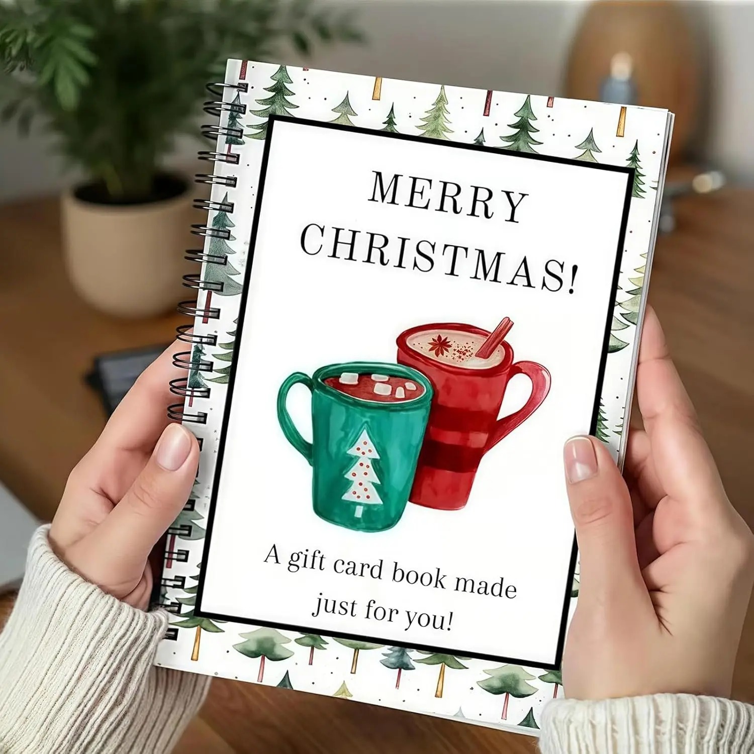 Christmas Gift Card Book, DIY Spiral-Bound Christmas Gift Card Holder Book, 5x7 Inch Colorful Design, Personalized Xmas Gifts for Family, Festive & Party Supplies