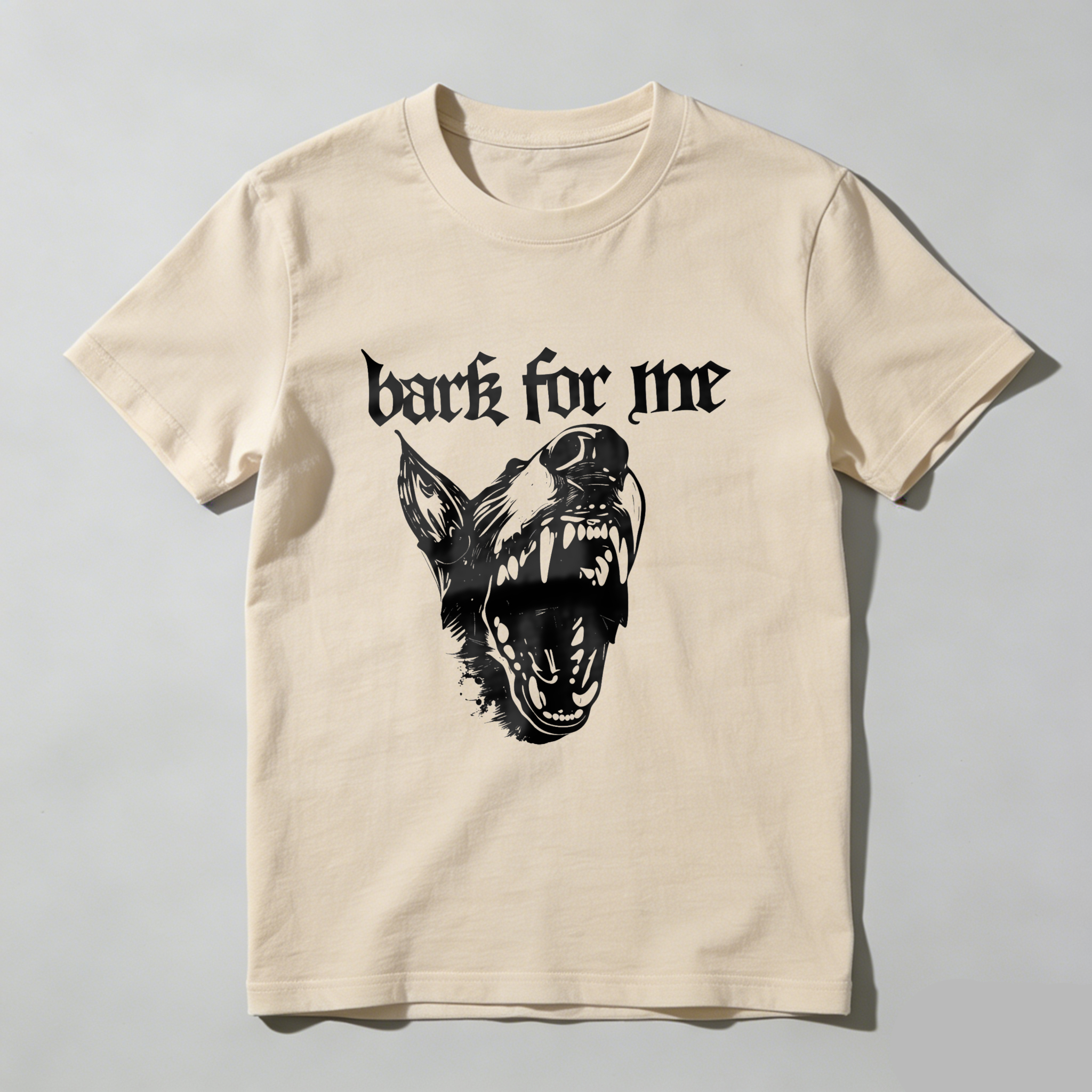 Bark For Me Wolf Head Design tshirt 100% cotton