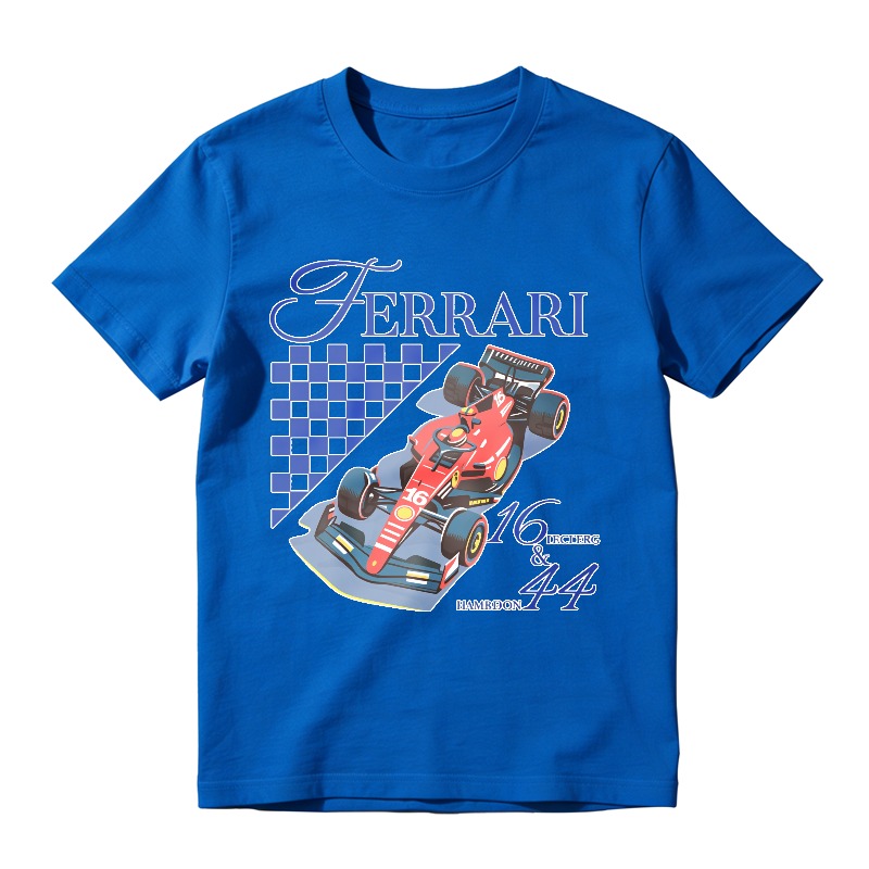 Ferrari Racing Car With Checkered Flag And Numbers 16 And 44 Unisex Classic T-shirt