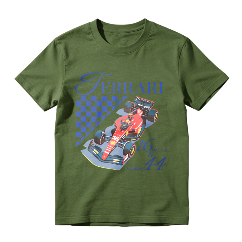 Ferrari Racing Car With Checkered Flag And Numbers 16 And 44 Unisex Classic T-shirt