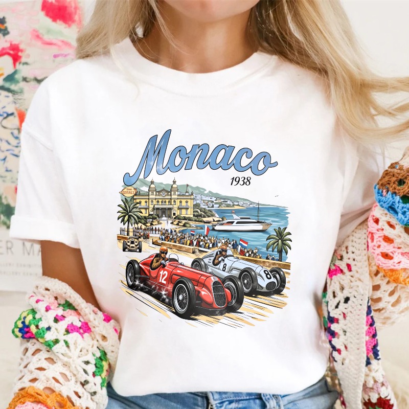Monaco 1938 Racing Cars And Grand Prix Scene Unisex Classic T-shirt