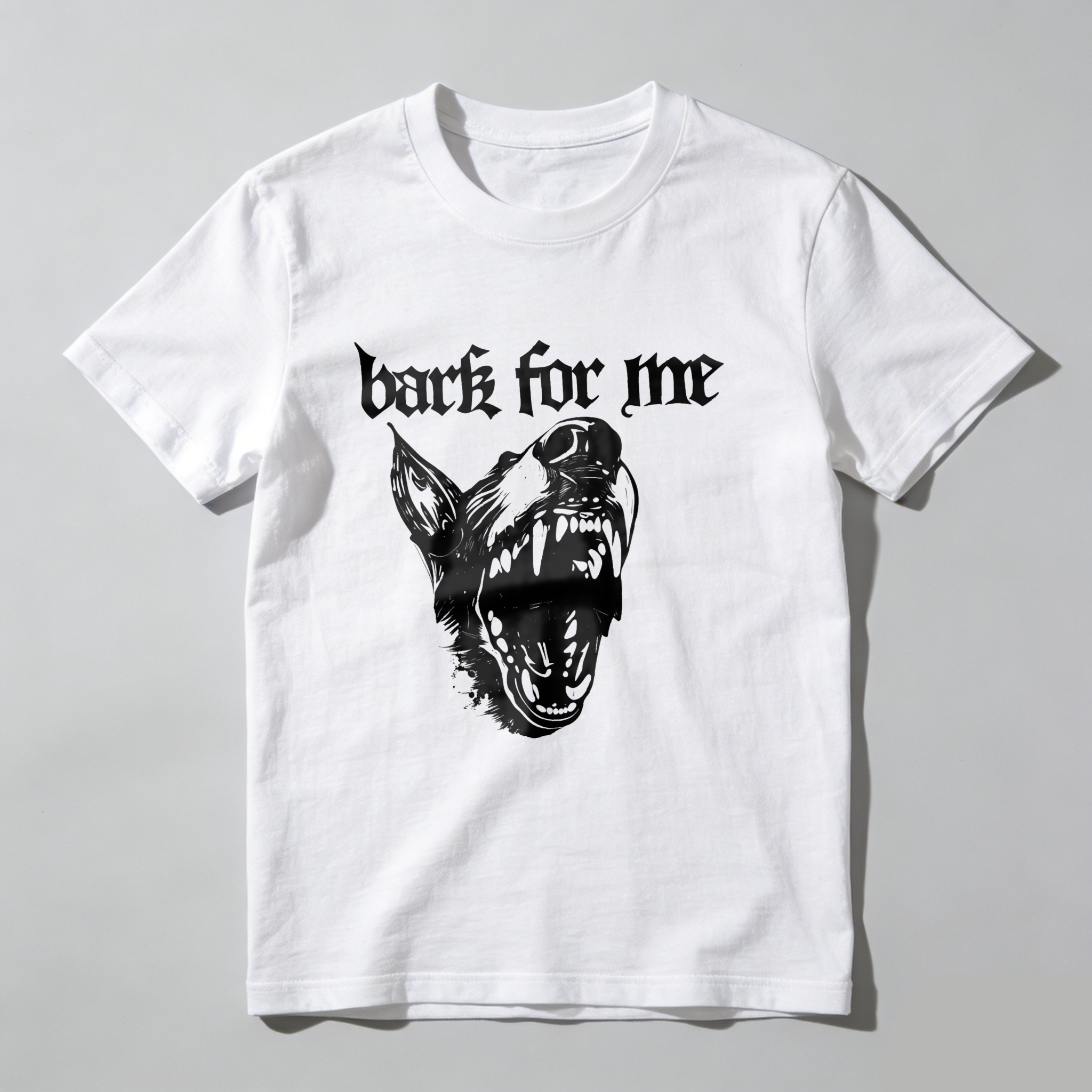 Bark For Me Wolf Head Design tshirt 100% cotton