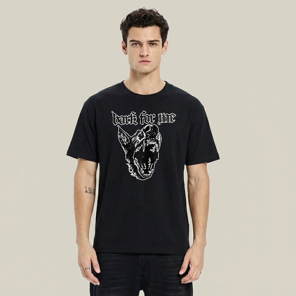 Bark For Me Wolf Head Design tshirt 100% cotton