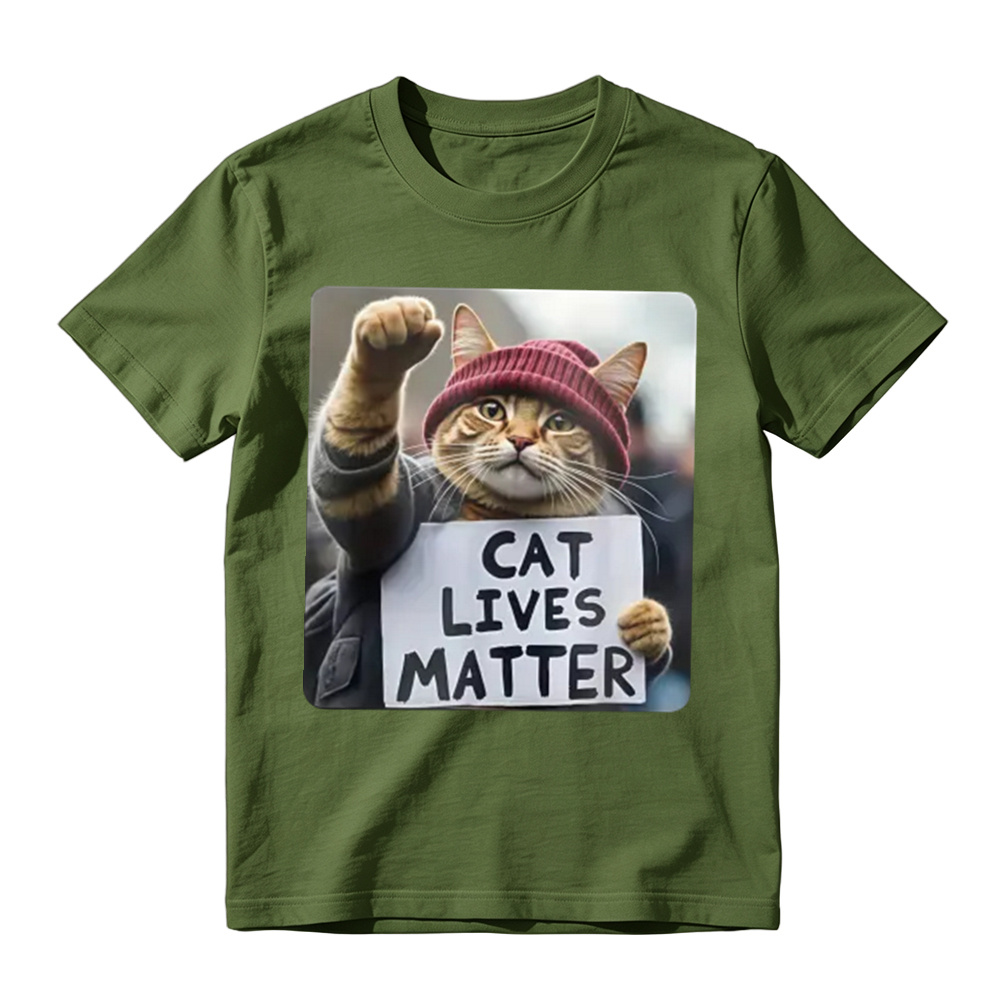 Cat Lives Matter Protest Cat tshirt 100% cotton