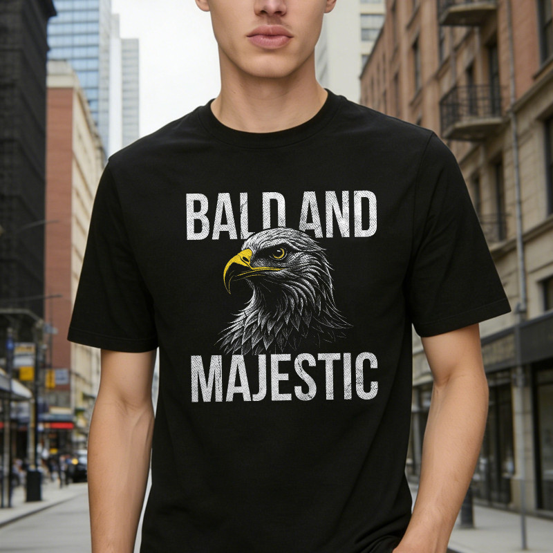 Bald and Majestic Sarcastic Eagle Funny Graphic T-shirt for Men