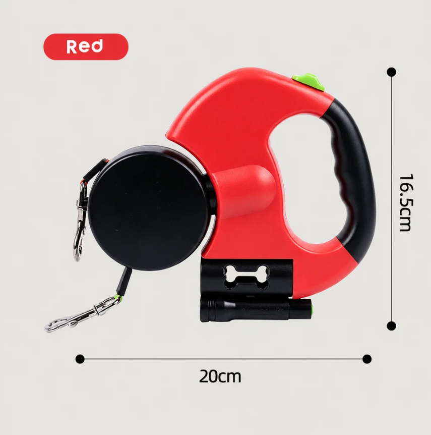 🐾 Dual Retractable Dog Leash with LED Light, Double Head Reflective Walking Leash for Two Dogs