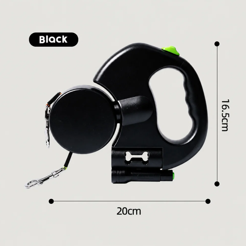🐾 Dual Retractable Dog Leash with LED Light, Double Head Reflective Walking Leash for Two Dogs