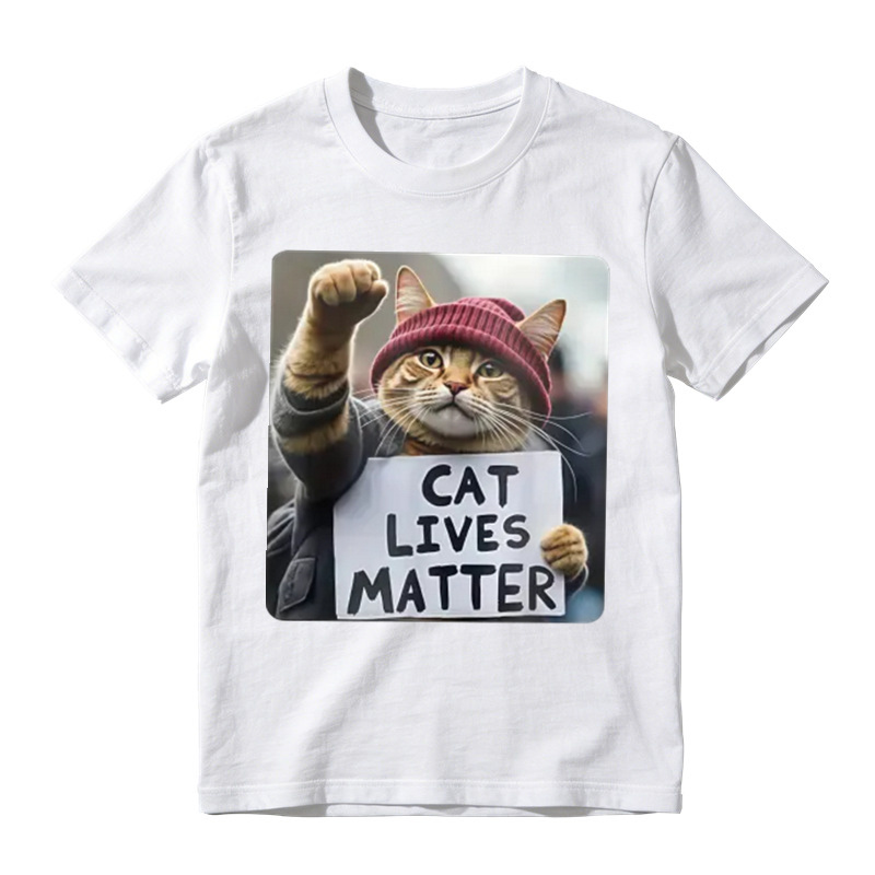 Cat Lives Matter Protest Cat tshirt 100% cotton