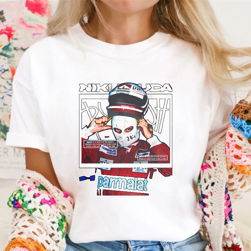 Niki Lauda Racing Helmet Portrait With Parmalat Logo Unisex Classic T-shirt