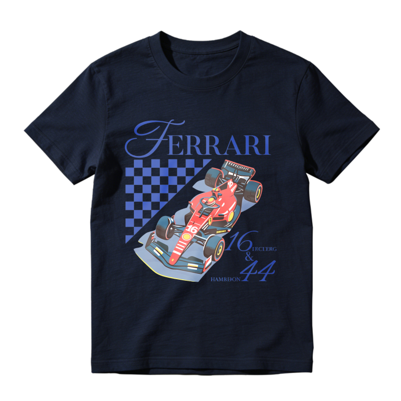Ferrari Racing Car With Checkered Flag And Numbers 16 And 44 Unisex Classic T-shirt