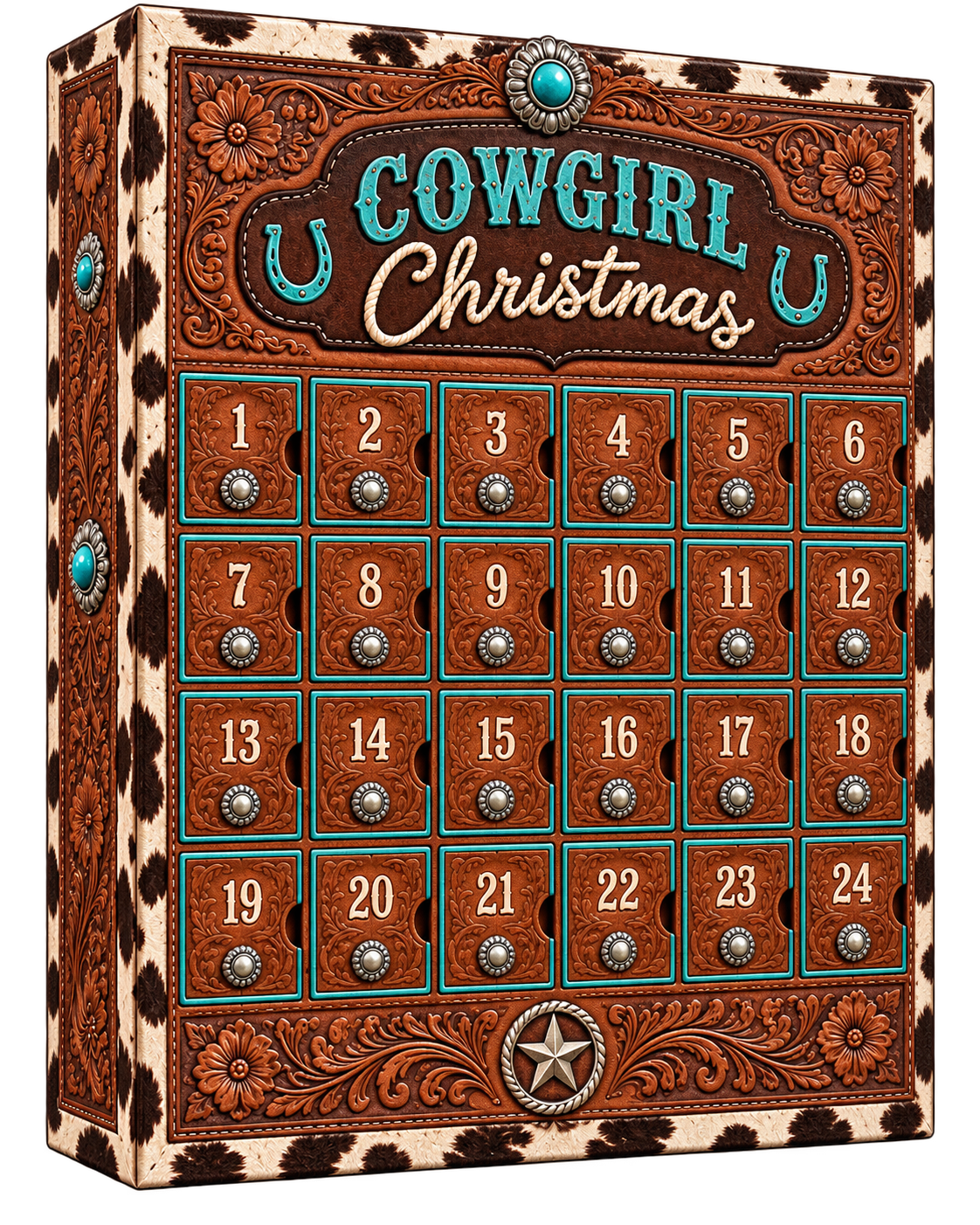 Western Cowgirl Christmas Advent Calendar 24 Day Countdown Gift Box