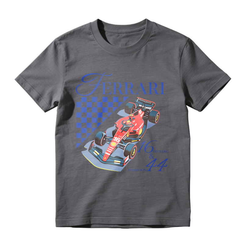 Ferrari Racing Car With Checkered Flag And Numbers 16 And 44 Unisex Classic T-shirt