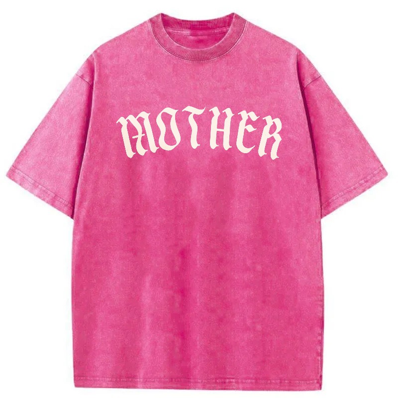 Mother Gothic Font Print Design Washed cotton T-shirt