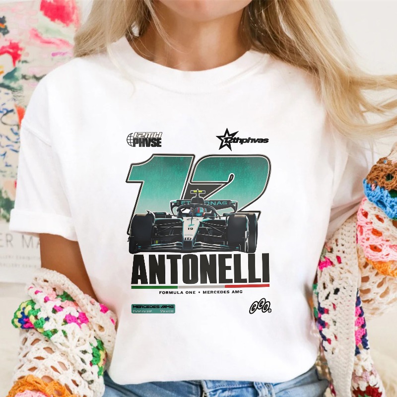 Formula One Racing Car Number 12 Antonelli Mercedes Amg Starphases Unisex Classic T-shirt