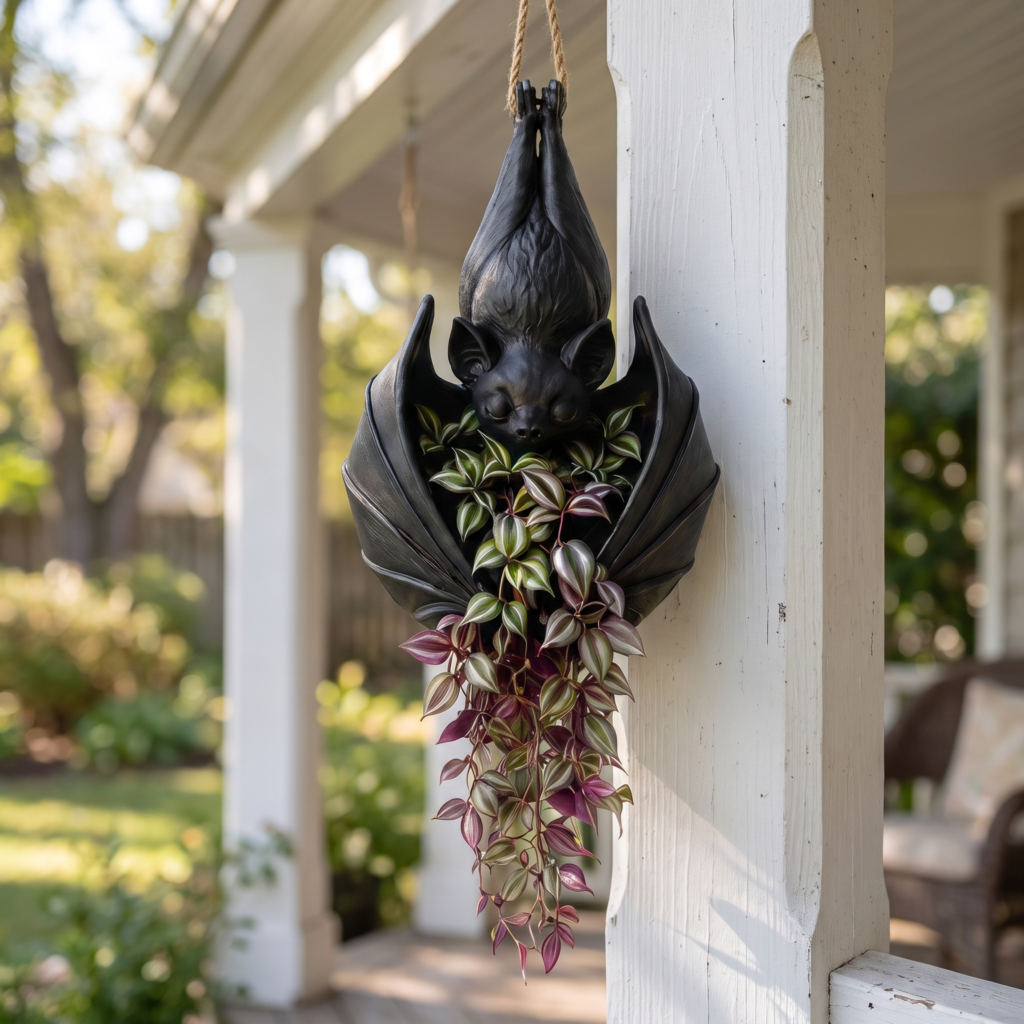 🦇 Hanging Bat Planter, Upside Down Resin Bat Hanging Flower Pot for Gothic Home & Halloween Decor