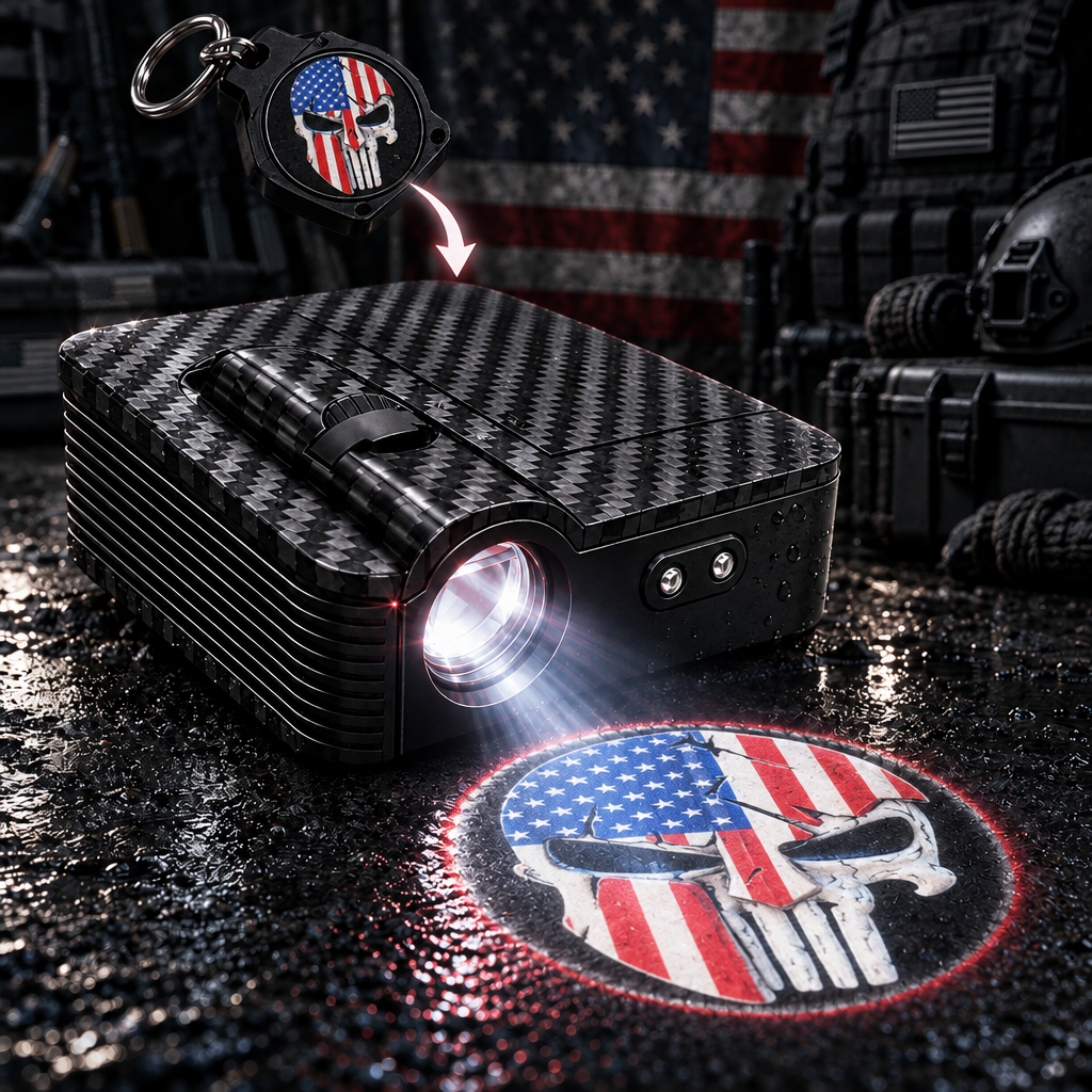 Carbon Fiber Car Door Welcome Light, HD Logo Projection Ghost Shadow Lamp, Universal Wireless Magnetic LED Courtesy Light for Car Door