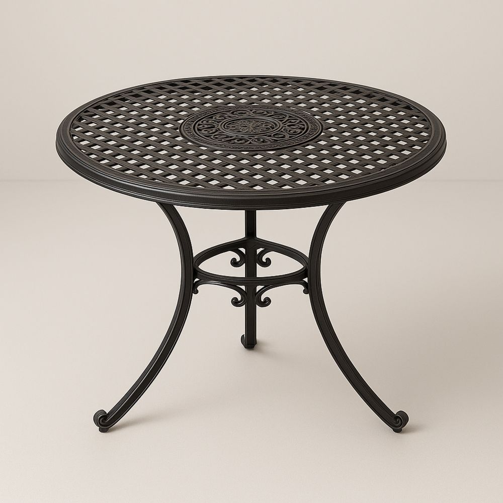 Kültéri alumínium kerek asztal fekete 75 cm átmérő