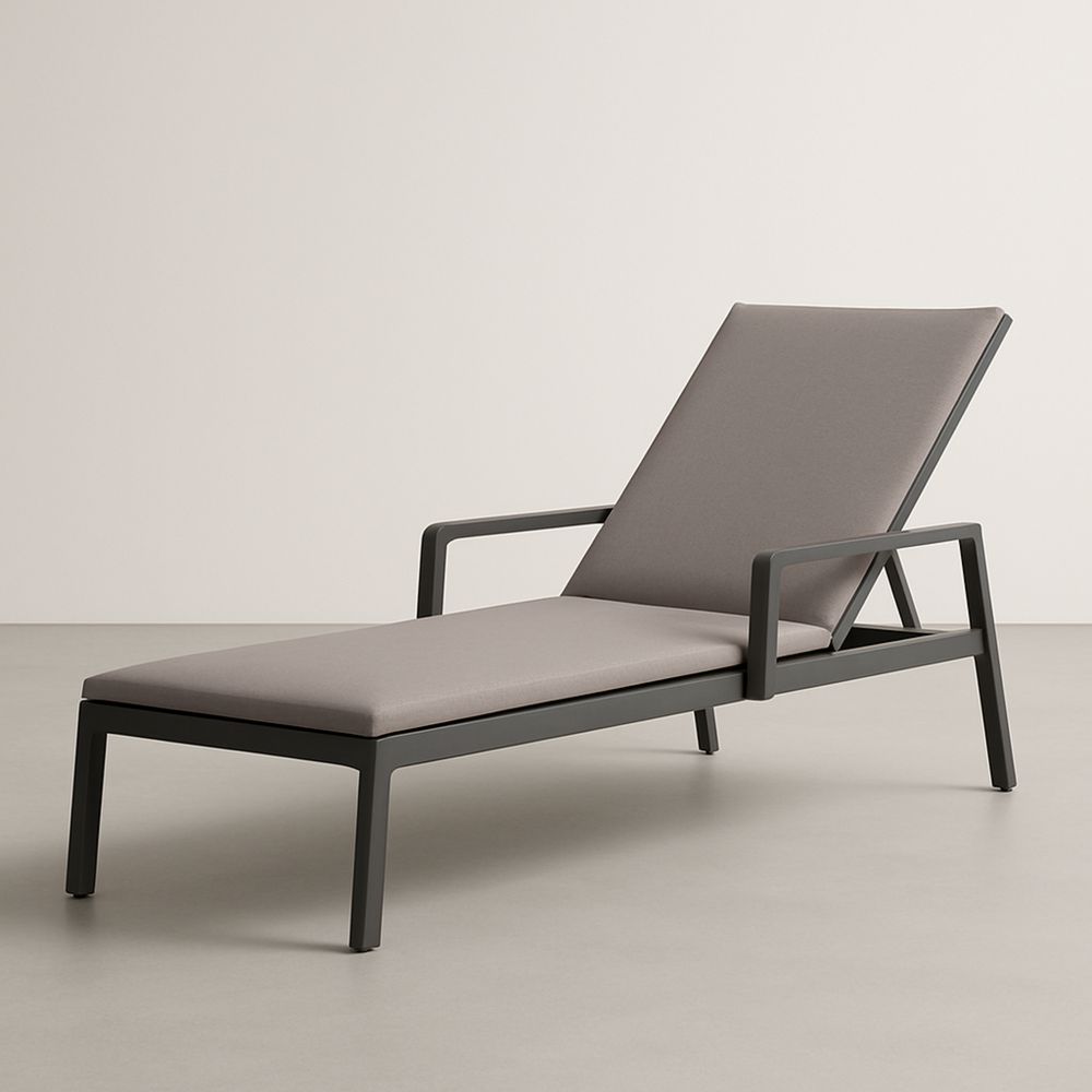 Alumínium vázas fekvőfotel poliészter hab párnával, szürke, 200 cm, kültéri