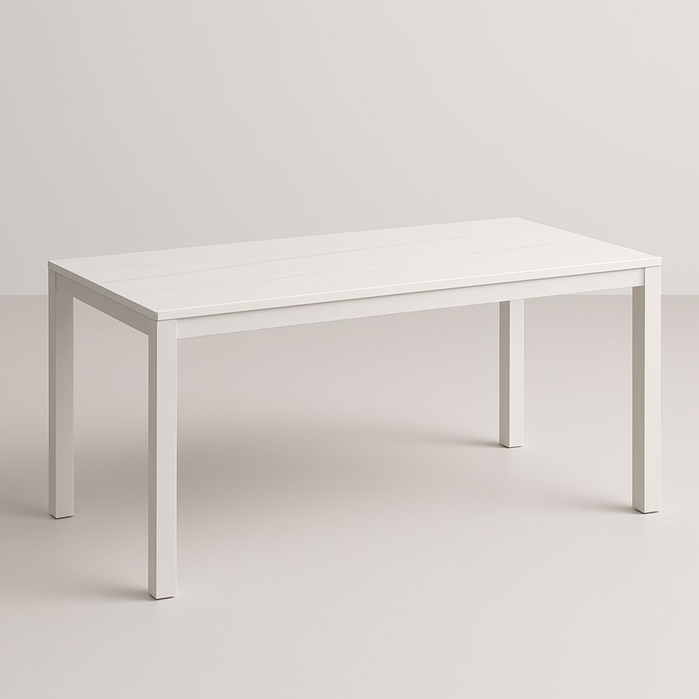 Fehér téglalap alakú étkezőasztal MDF acél 180x90x75 cm