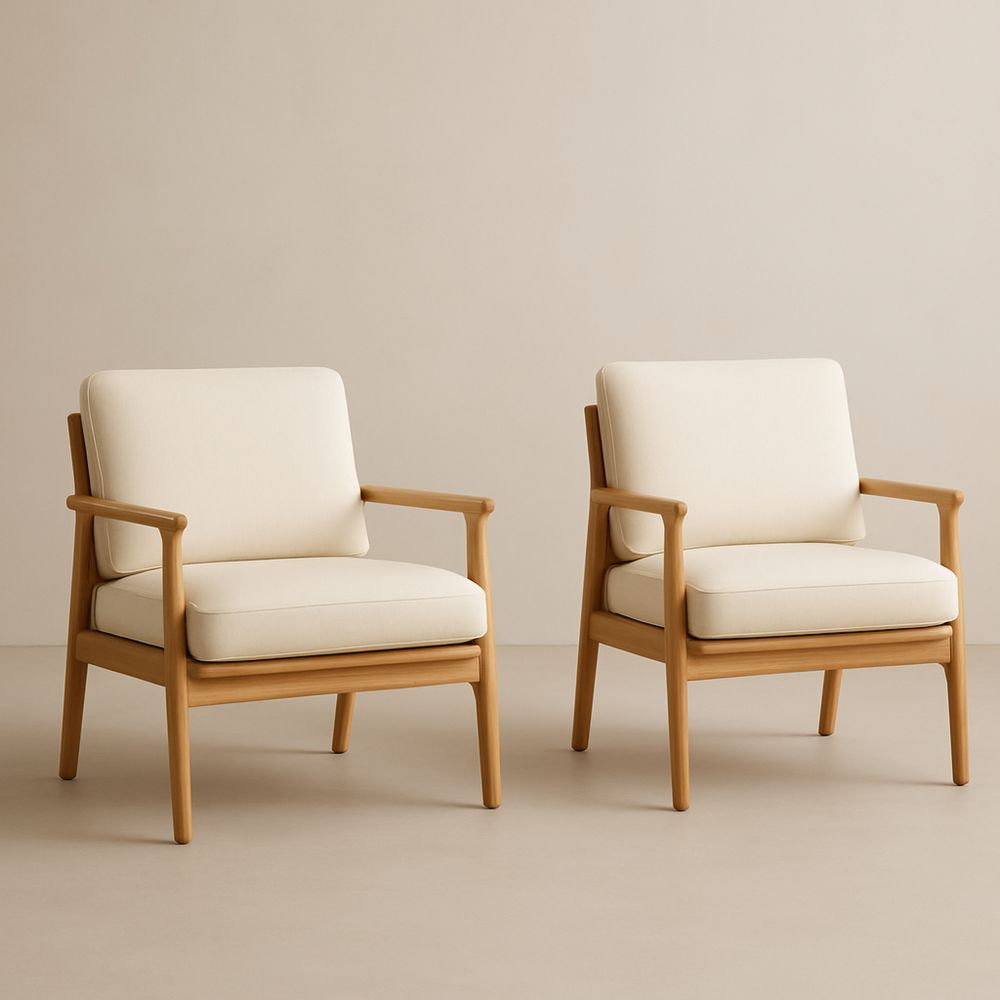 Két darabos fa karosszék szett poliészter huzattal