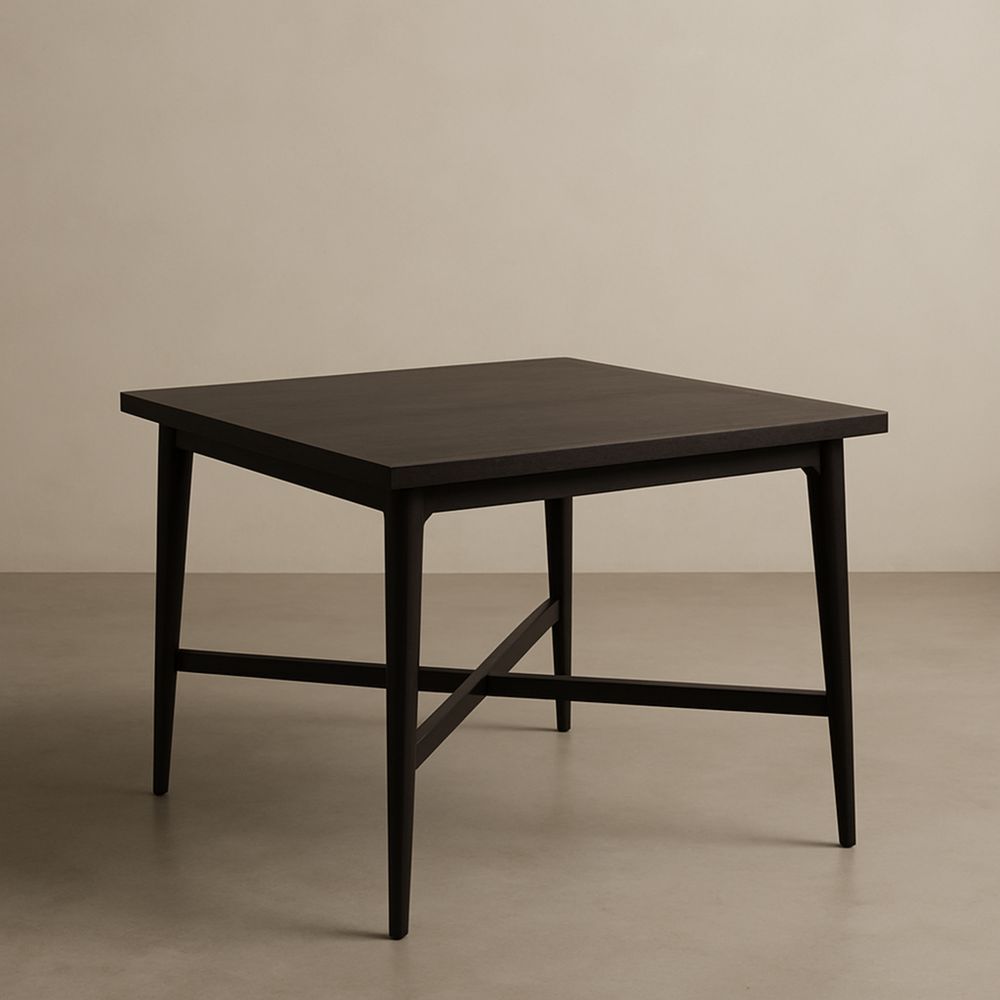 Négyzet Alakú Tömör Fa Étkezőasztal 100x100x75 cm Sötétbarna