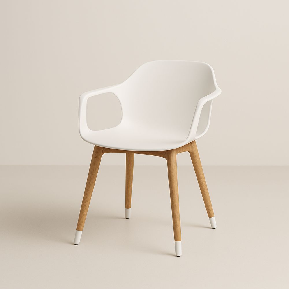 Műanyag fa étkezőszék fa lábakkal 80 cm magas 55 cm széles