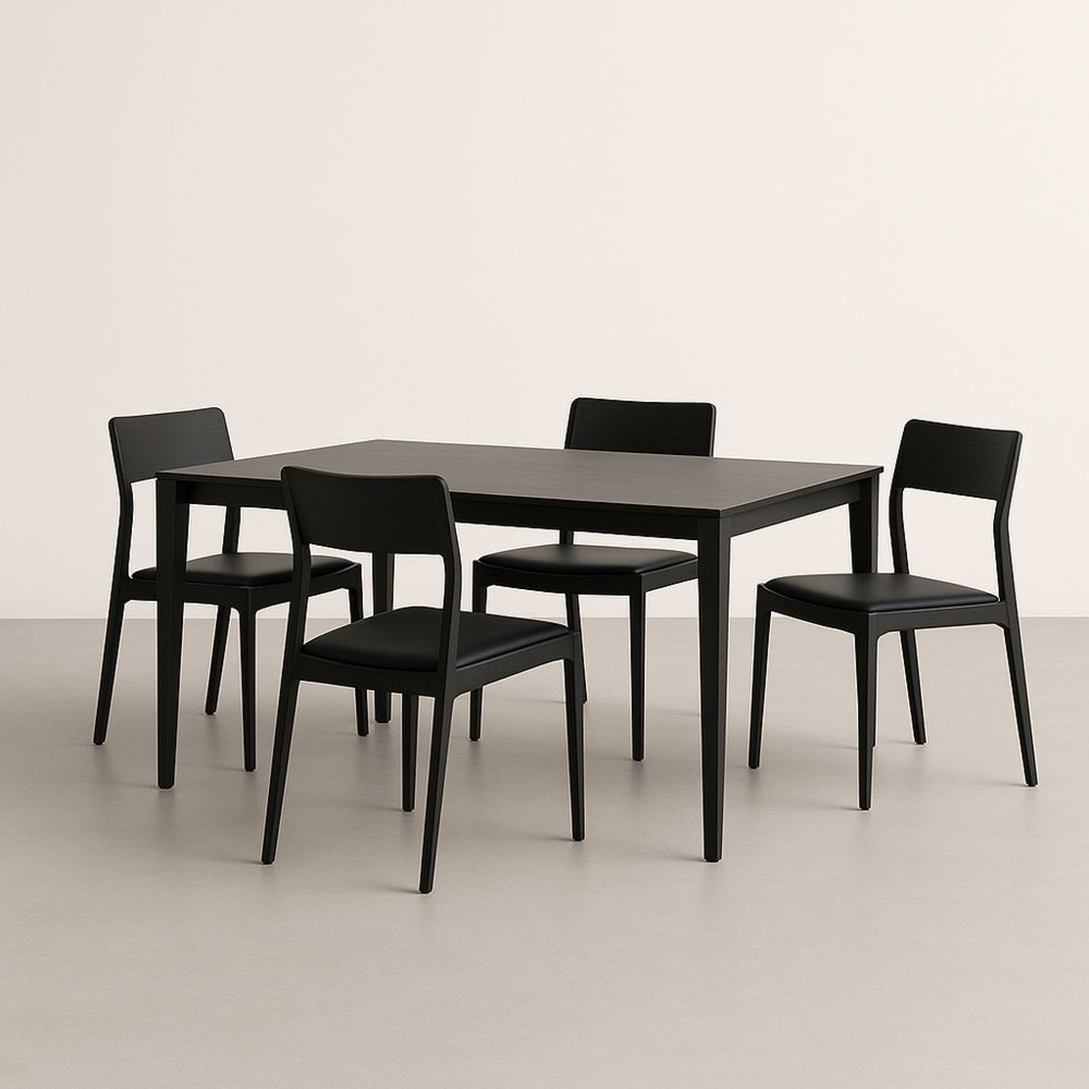 Fa 4 személyes étkezőgarnitúra fekete