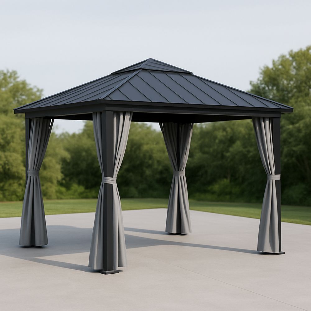 Kerti pavilon fém tetővel, 300x400 cm, Szürke