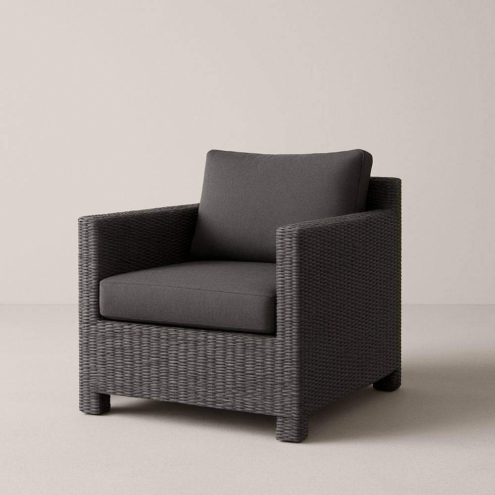 Kültéri alumínium rattan fotel poliészter párnával antracit