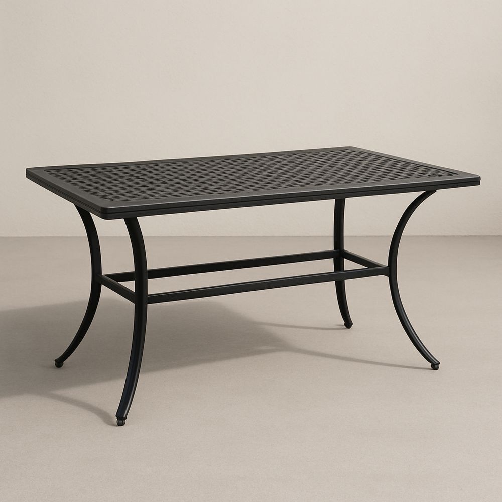 Alumínium kültéri asztal fekete 150x90 cm