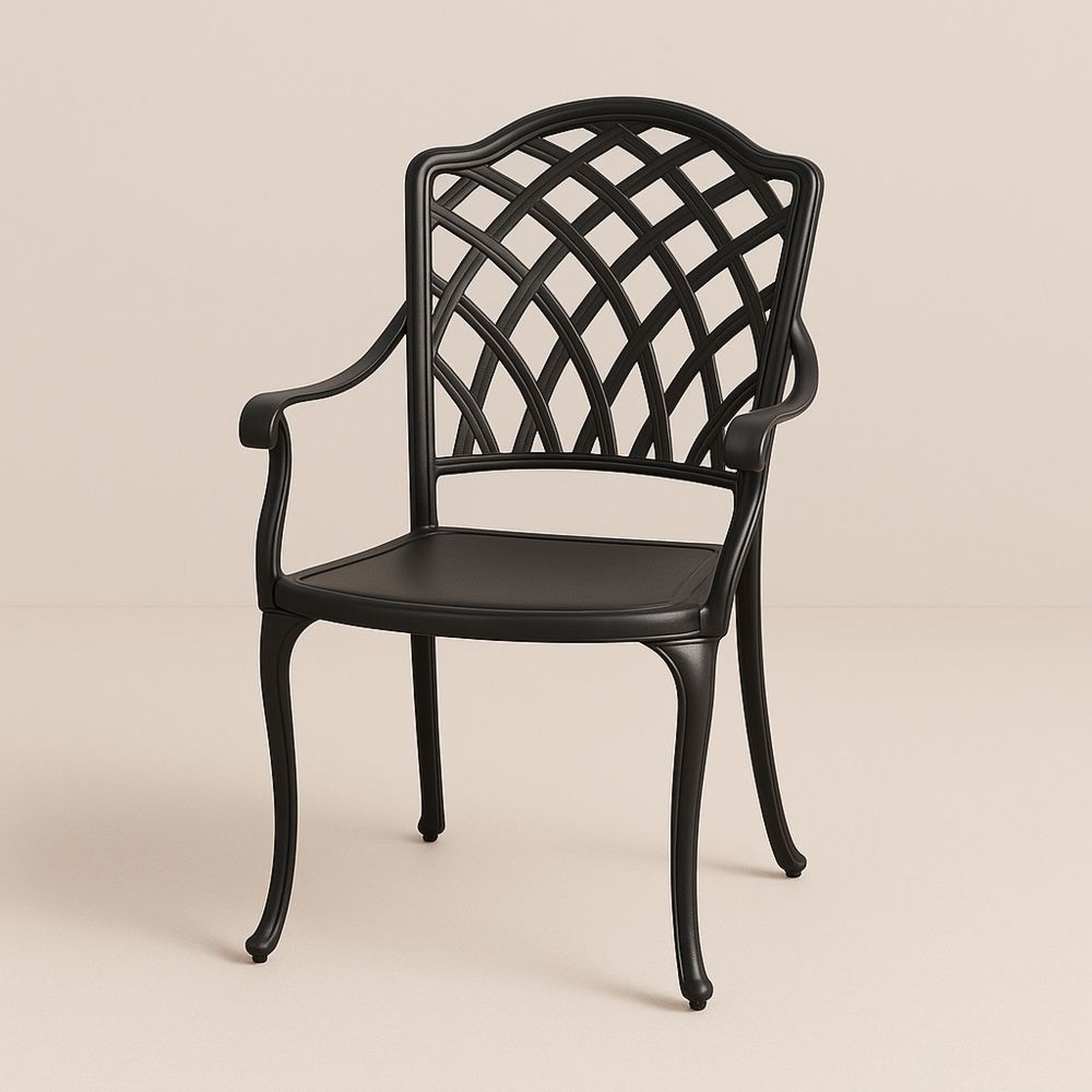 Kültéri alumínium szék karfával, fekete