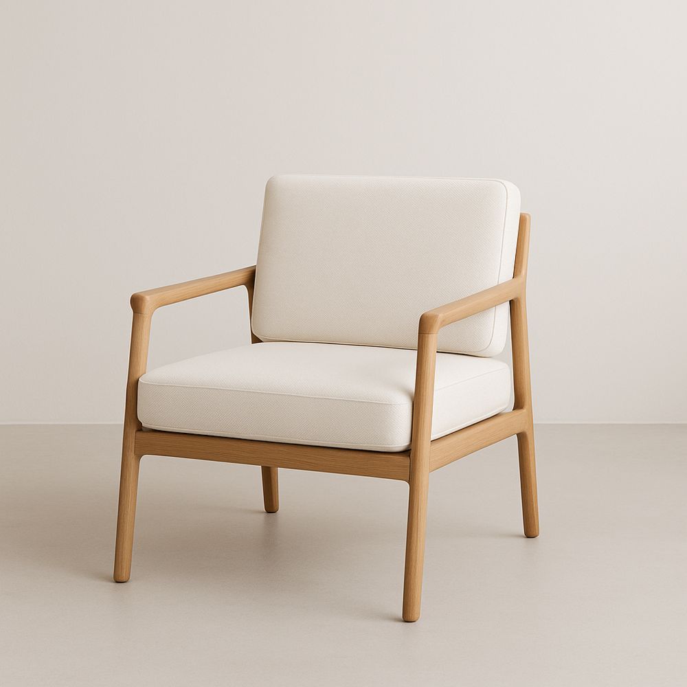 Fa karosszék krém színű pamut huzattal 75x70x80 cm