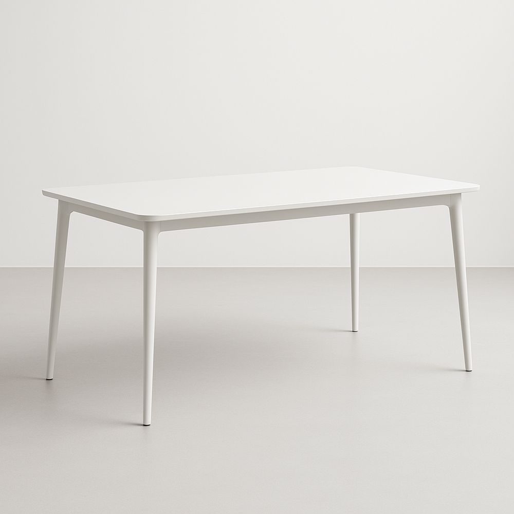 Fehér Téglalap Alakú Ebédlőasztal MDF és Fém