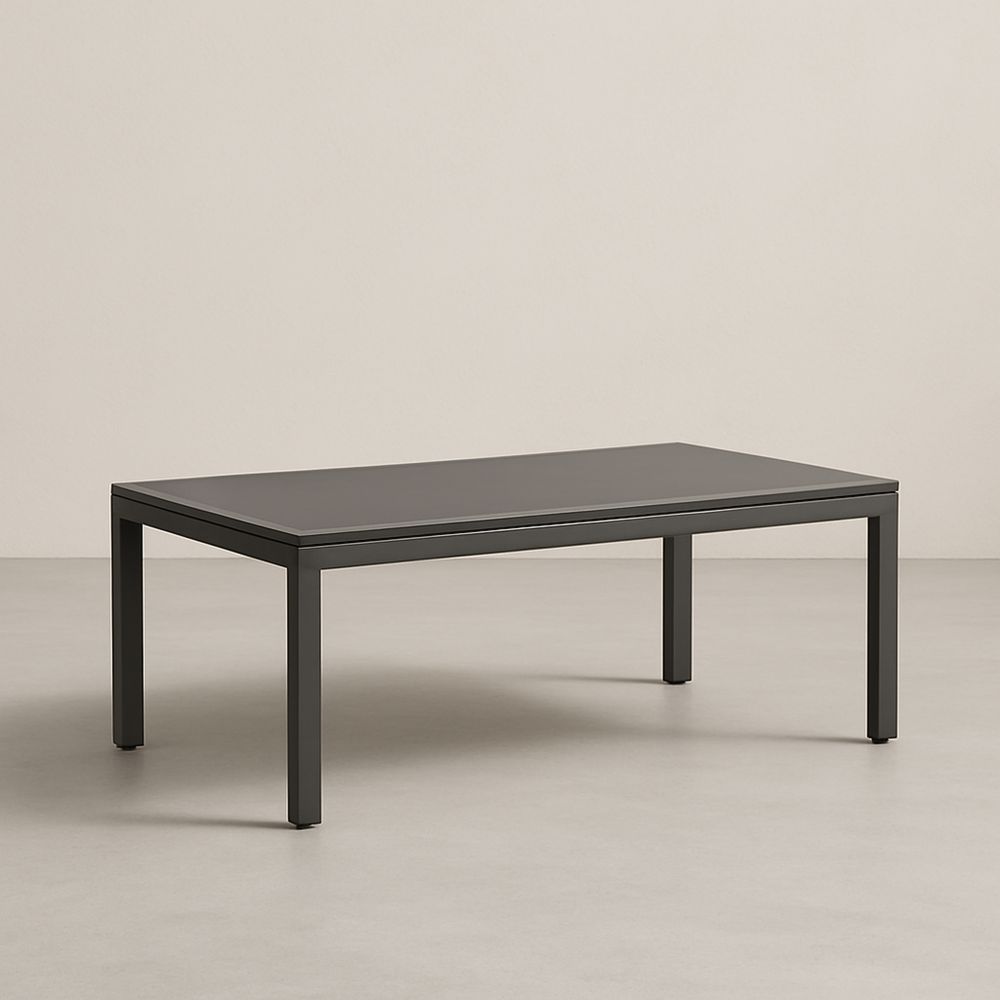 Fém és Üveg Kisasztal Fekete 120x60x45 cm