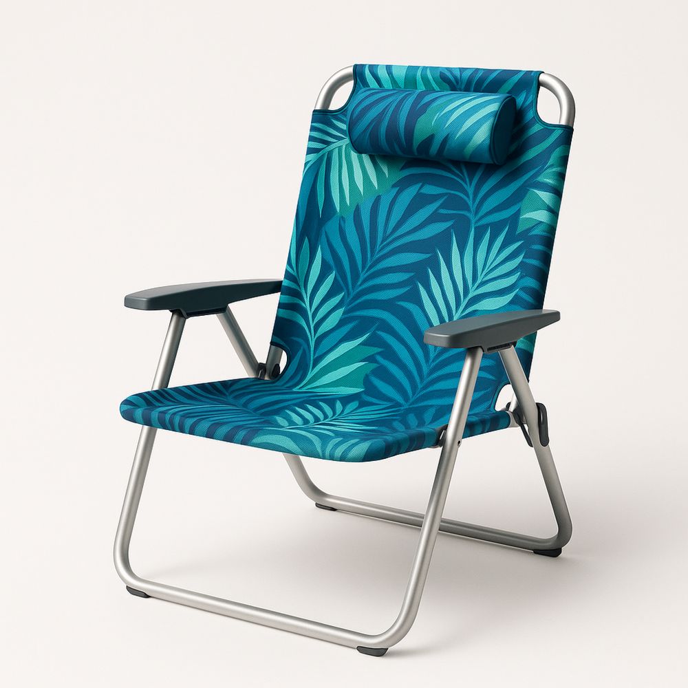 Összecsukható alumínium szék poliészter huzattal kék/zöld