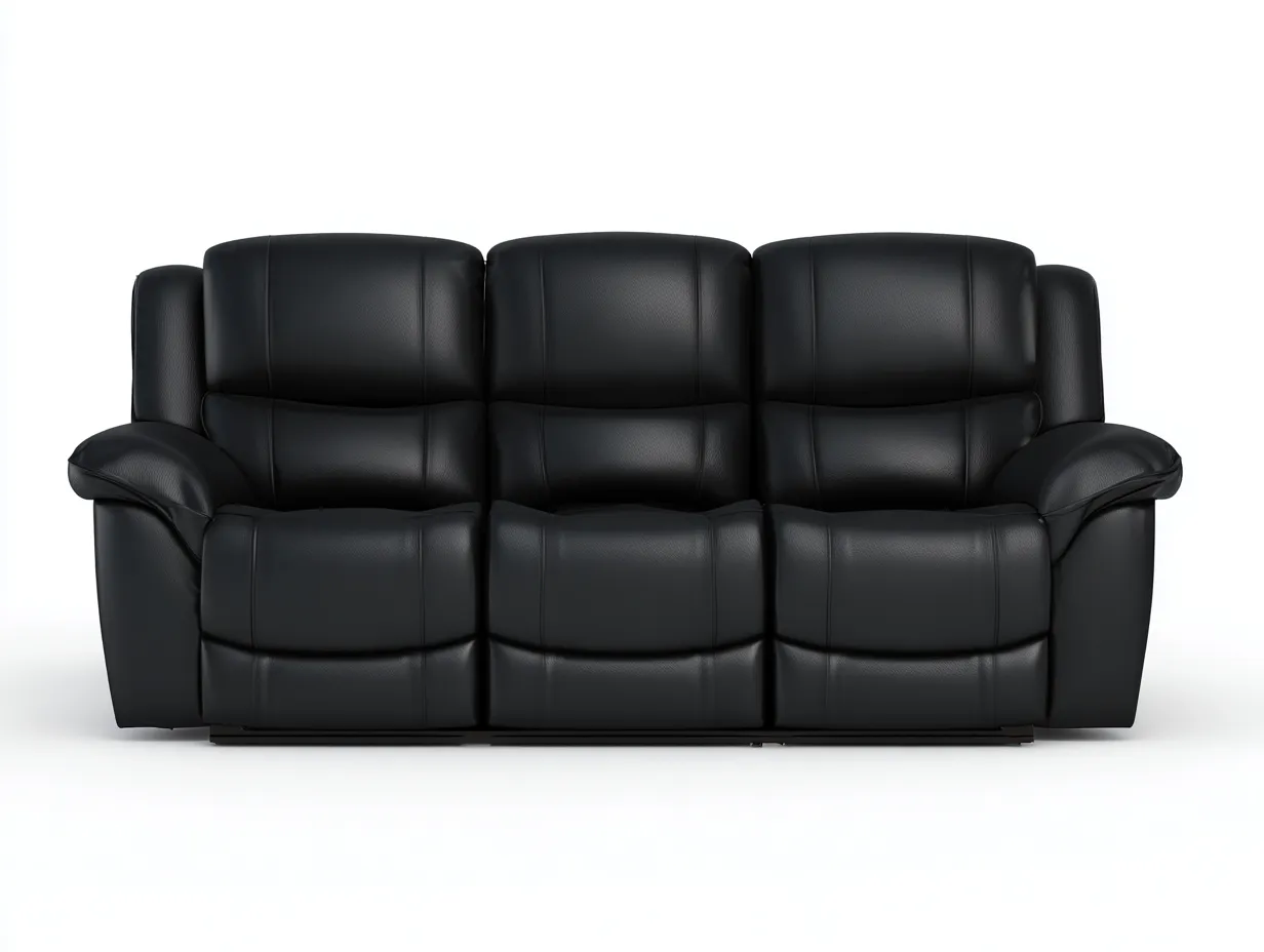 Divano reclinabile - Pelle sintetica-metallo - 212x98x103 cm - Nero - Stile moderno comfort relax-Favalyabode